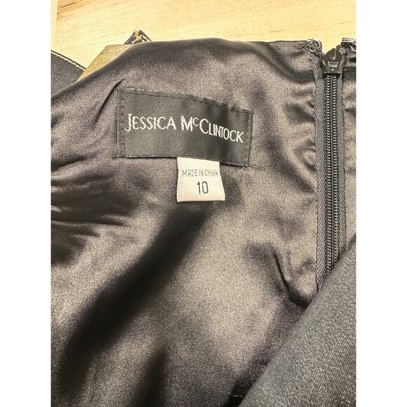 Jessica McClintock Black Ruched V-Neck Evening Party Dress Size 10 - Picture 3 of 7